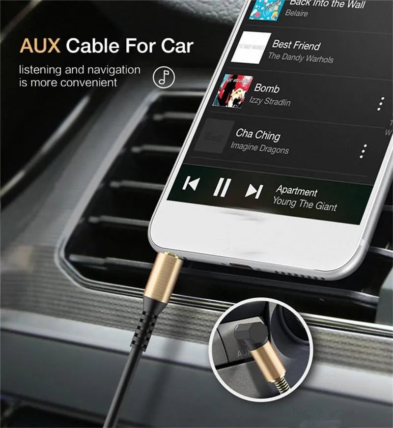 Câble audio jack à ressort 3.5, 3.5mm mâle à mâle, câble aux stéréo de voiture, pour téléphone portable, casque, haut-parleur avec boîte