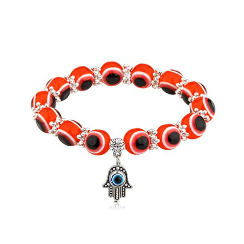 Moda unisex diabel's Eye Bracelets wisiorek Ręka Fatima okrągła koralika Blue Coy Bracelets Biżuteria