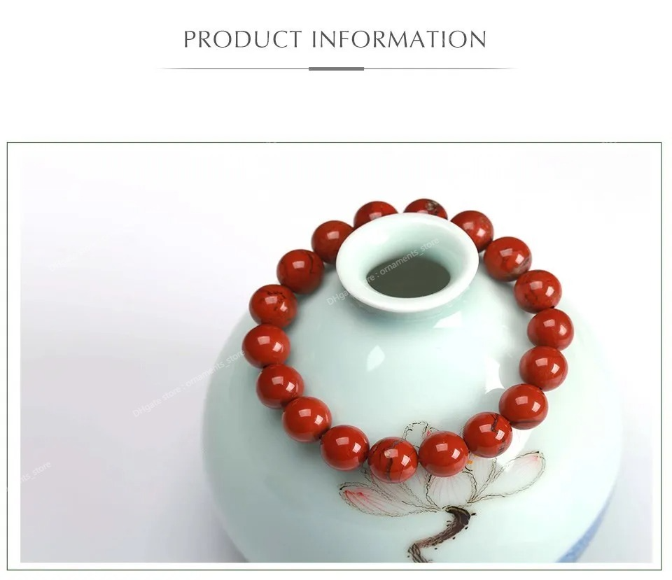 JD Natural Stone Genuine 5A Red Jasper Prayer Beaded Bracelets Women Men Rosary Meditation Bracelets Yoga Jewelry Gift Pulsera Fashion JewelryBracelets