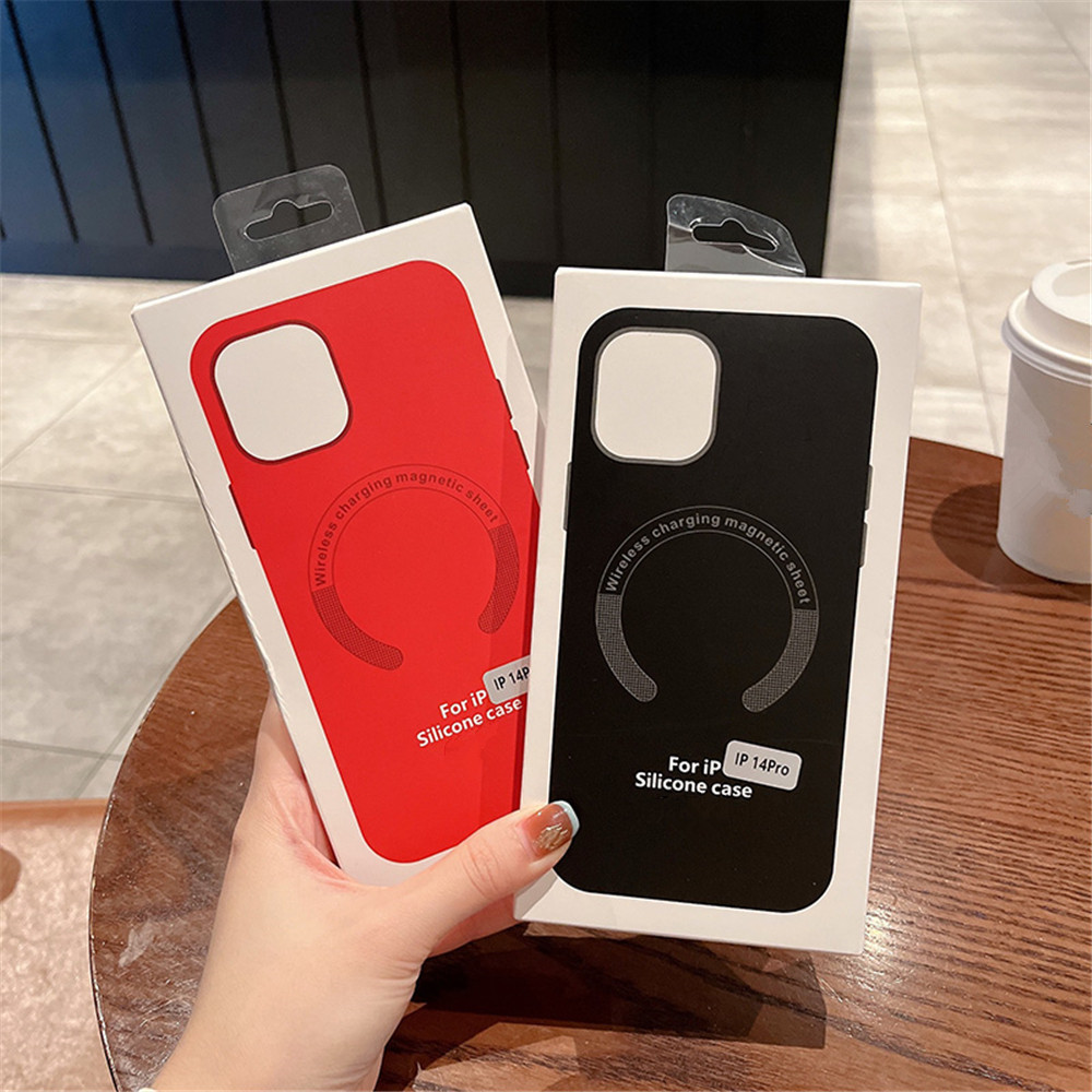 Liquid silicone magnetic phone case suitable for iPhone 15Pro Max 14 13 12 11 with individual packing 