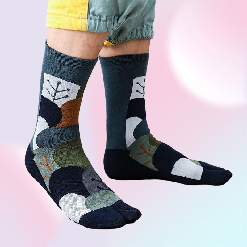 Erkek Çorap 5 Çift/Erkekler Erkekler Pamuk Kalın Japon Tarzı Kimono Flip Flop Sandal Split S İki Toe Tabi Geta Baskı Drew4718750
