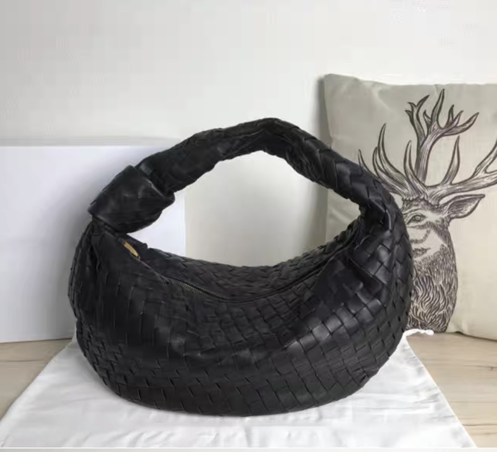 Extra große 48 cm gewebte echtes Leder Jodie Totes Designer-Marken-Umhängetasche großes Fassungsvermögen Knotenhandtaschen Rindsleder gestrickt handgefertigte hochwertige Achselhöhlen-Damentasche 2514