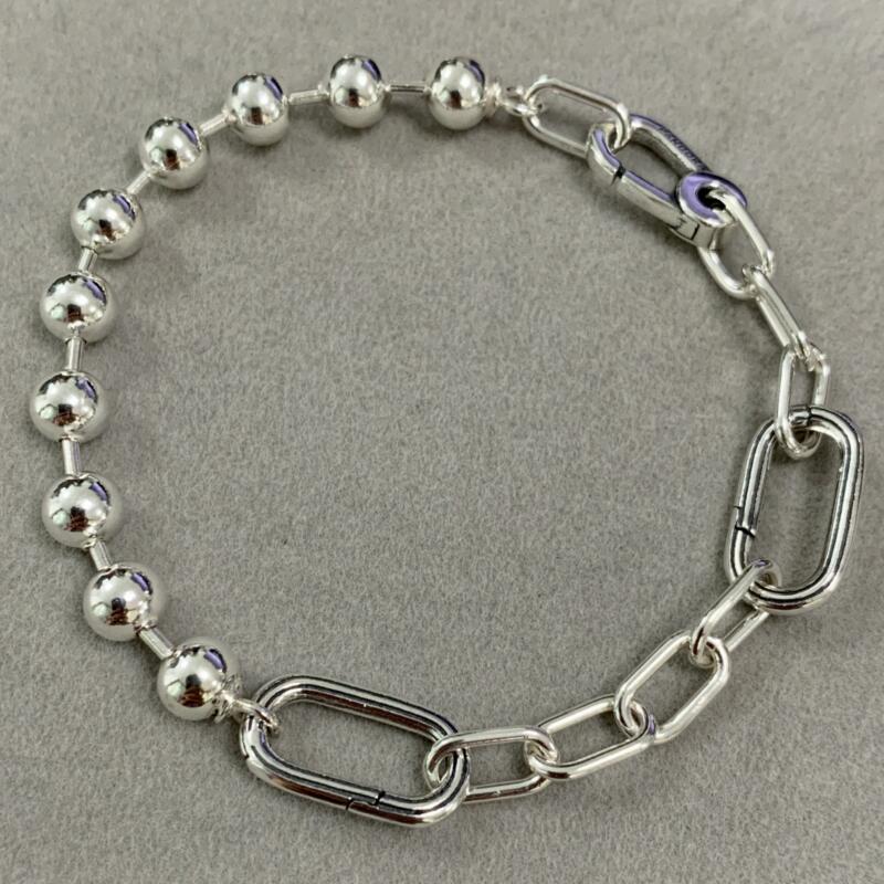 925 Sterling Silver Dangle Metal Bead & Link Chain Bracelet Series DIY Bead Fit Pan Dora Charms Bracelet DIY Jewelry Accessories 592793C00