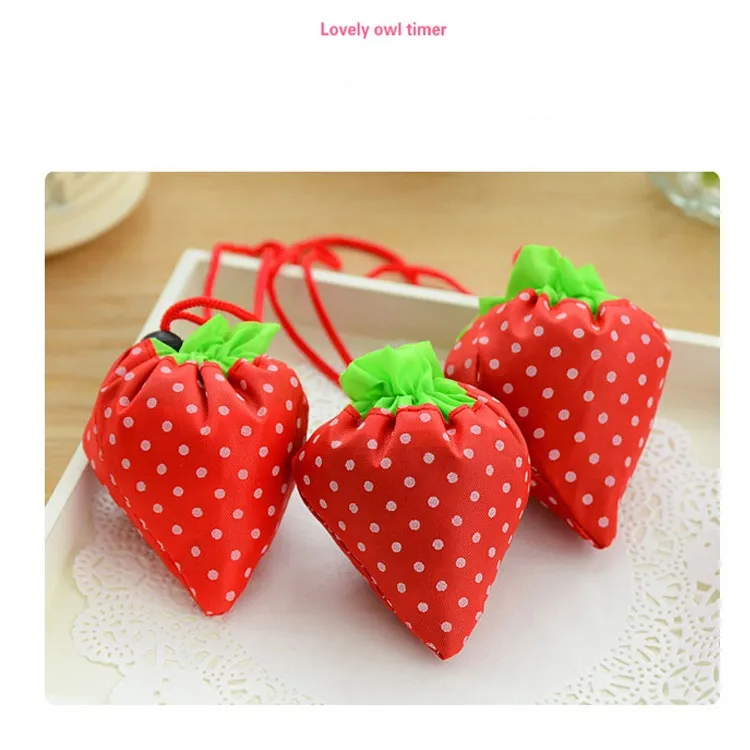 cute Strawberry Shopping Bags Foldable Storage Grocery Bag Tote Bag Reusable Eco-Friendly