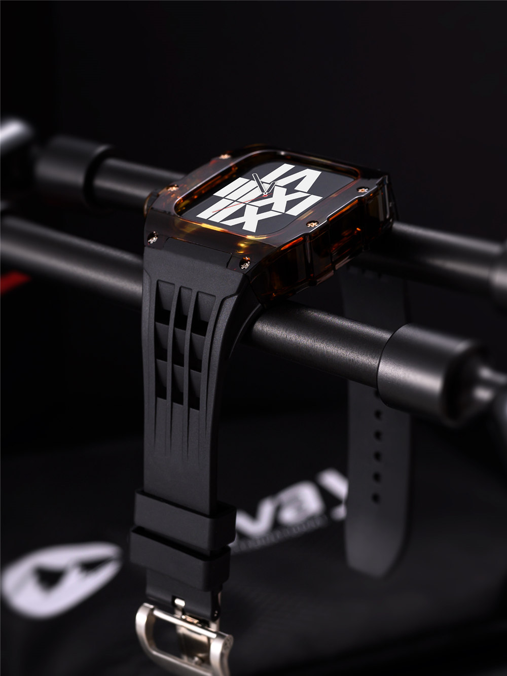 Ap mod kit padrão tigre caso de policarbonato transparente para apple watch série 8 7 6 5 4 se banda de borracha fluorada iwatch 44mm 45mm