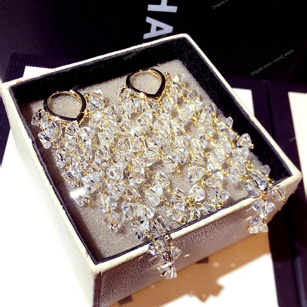 Juwang super modny blask krystaliczne temperament Kolczyki długie lampy błyskowe elegancka modna modna modna luksusowa biżuteria kolczyki