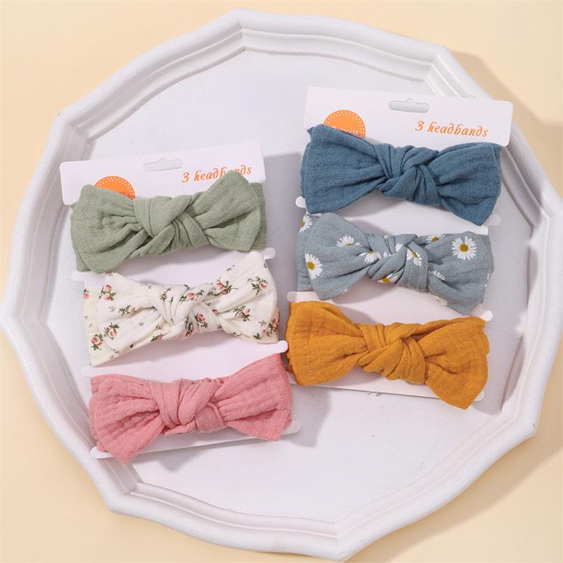 Baby Bowknot Hairband Headband Girls Boutique Floral Children Elastic Turban Soft Cotton Headwear Kids Hair Accessories