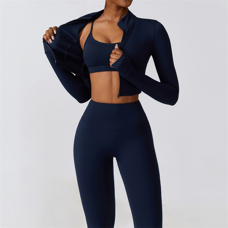 LL-8347 Womens Yoga Outfit Three Pieces Suits Vest+Pants+Jackets Exercise Close-Fitting Fitness Wear Running Elastic Workout Sportswear High Waist Trouser Tops