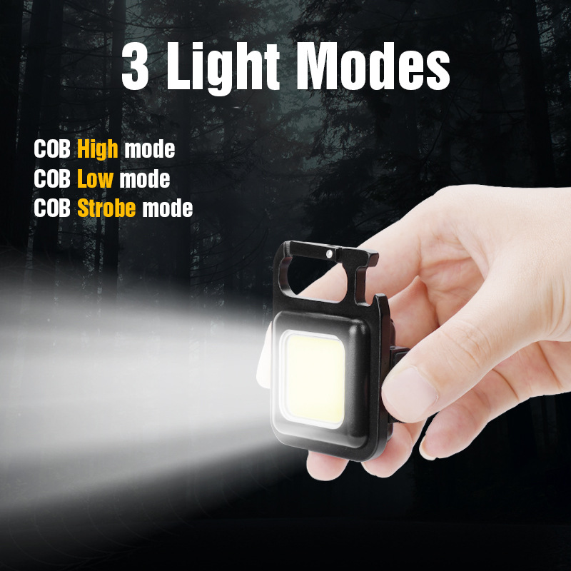 Multifunktionale Mini-USB-Taschenlampe, wiederaufladbare Taschenlampe, COB-Arbeitslicht, LED-Schlüsselanhänger für Outdoor-Camping-Lichter, Angeln, Notfall, Innenbereich
