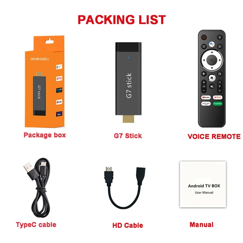 G7 TV Stick S905Y4 4K TV Dongle 2GB + 16GB Android 11.0 Smart TV Box 2.4G 5G Wifi Bluetooth Mediaspeler Set Top Box