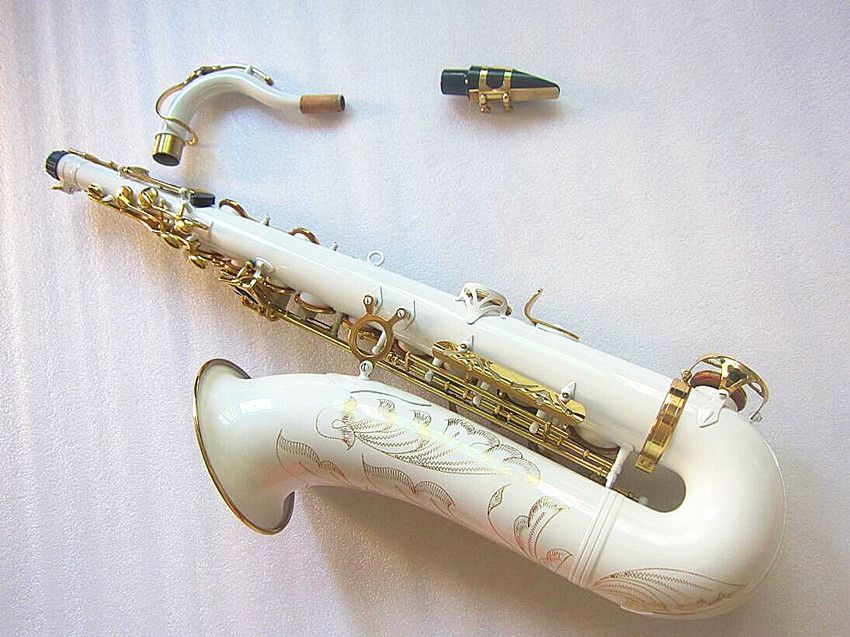 جديد BB White Tenor Saxophone T-992 Professional Brass Gold Key Tenor Sax مع ملحق Case