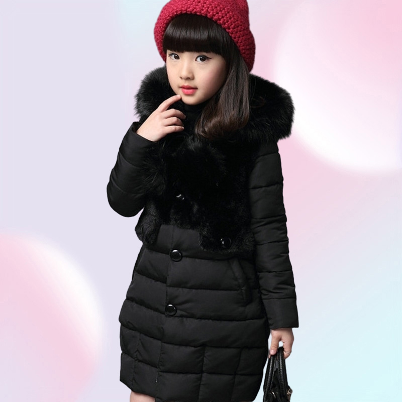 Winter Girls Jackets Fashion Fur Collar Kid039s ropa de abrigo exterior