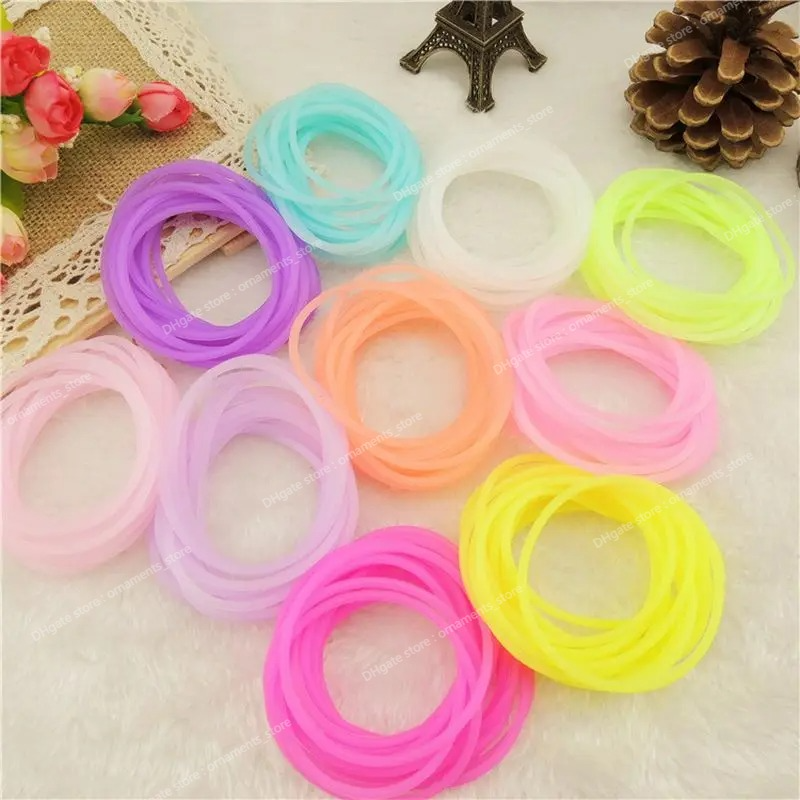 Venta al por mayor 20 UNIDS Neón Fluorescente Luminoso Pulseras de Silicona Pulsera Candy Gummy Hairband Brazaletes Unisex Pulsera de Goma Resplandor Joyería de Moda Pulseras Altas