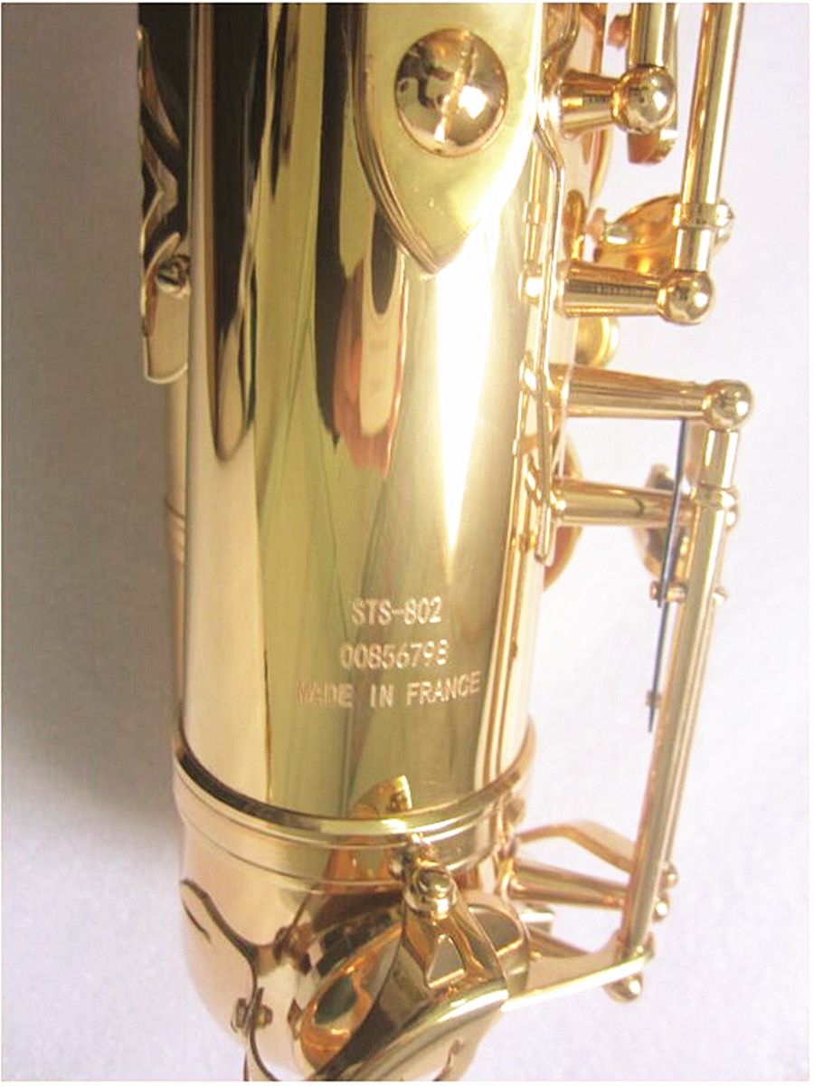 Ny tenorsaxofon STS-802 BB Gold B Flat Sax Tenor Professional Musical Instrument med fallstillbehör