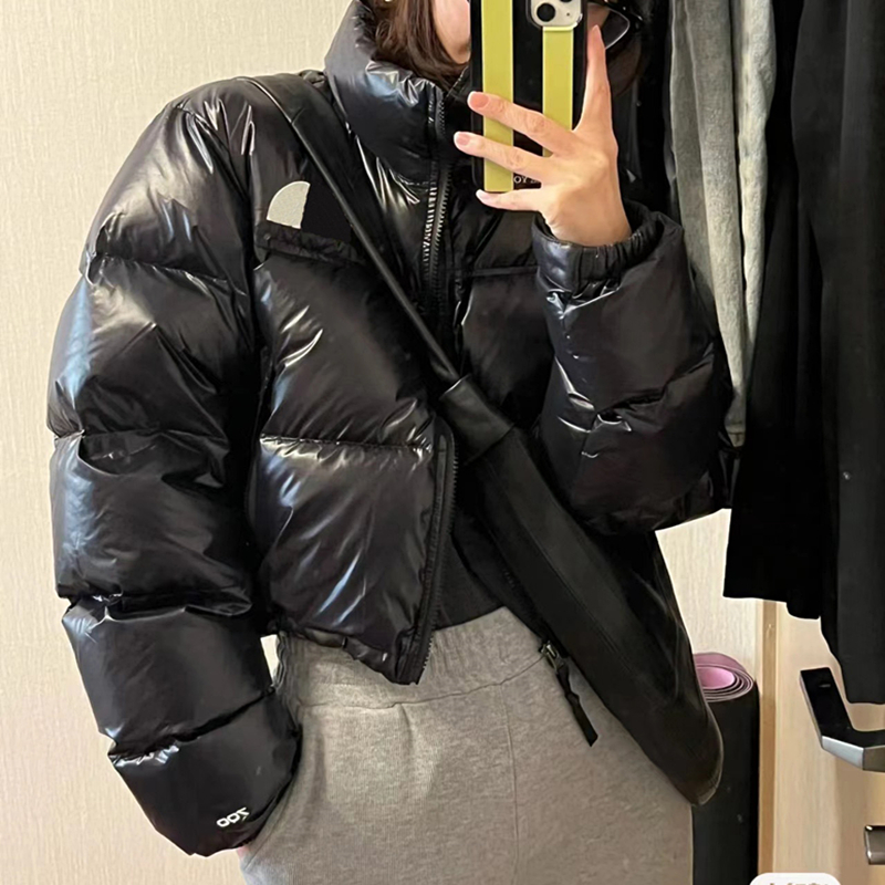 women down jacket designer down high quality high neck long sleeved short white duck down womens parkas patchwork military green outdoor warm women down outerwear