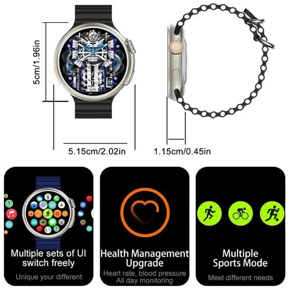 Z78 ultra smartwatch rotativo bt chamada reloj relógio inteligente com carregamento sem fio pressão arterial freqüência cardíaca rastreador de fitness