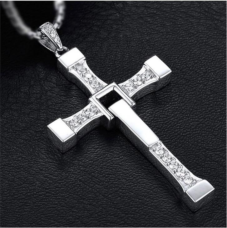 Men 316L Stainless Steel Europe/America Hip Hop Fashion Personalized Crystal Fashion Cross Pendant Necklaces for Men