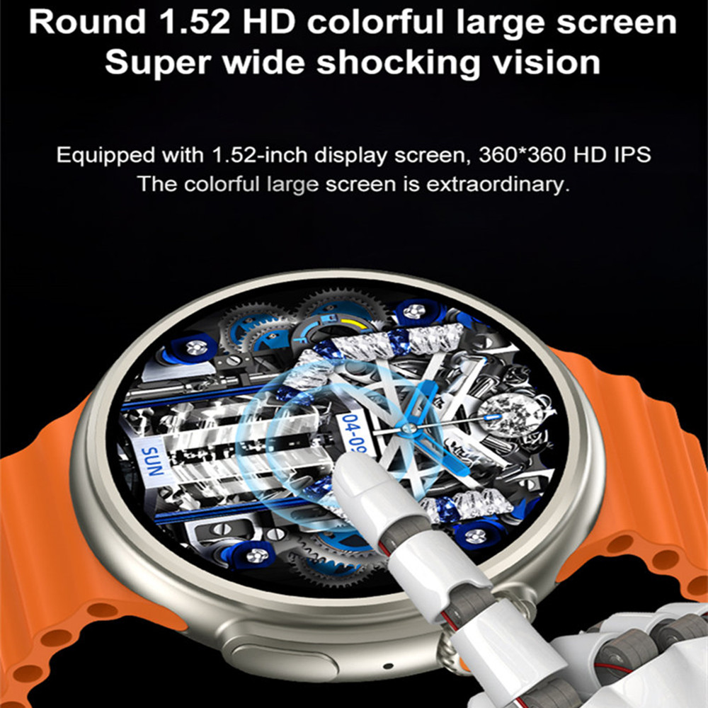 Z78 Ultra Smartwatch Rotierende BT-Anruf-Reloj-Smartwatch mit kabellosem Lade-Blutdruck-Herzfrequenz-Fitness-Tracker