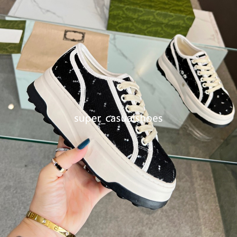 Designer Schoenen Dames Trainers G Sneakers Reliëf Canvas Schoenen Lederen Sneaker Platform Trainer Letter Afdrukken Outdoor Chunky Schoenmaat 35-41