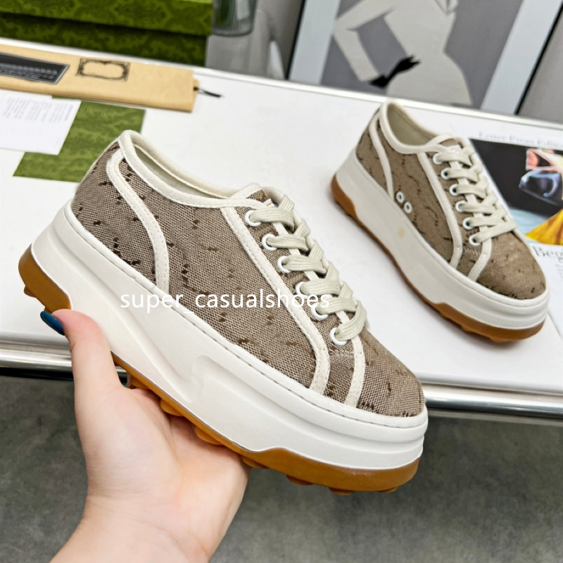 Designer Schoenen Dames Trainers G Sneakers Reliëf Canvas Schoenen Lederen Sneaker Platform Trainer Letter Afdrukken Outdoor Chunky Schoenmaat 35-41