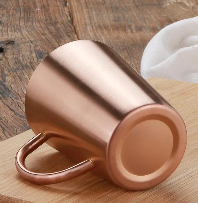 Rostfritt stål kaffekoppar Dubbelskikt Anti Scald Mugs med handtag Portable Mug Eco Friendly Drinking Cup Water Bottle