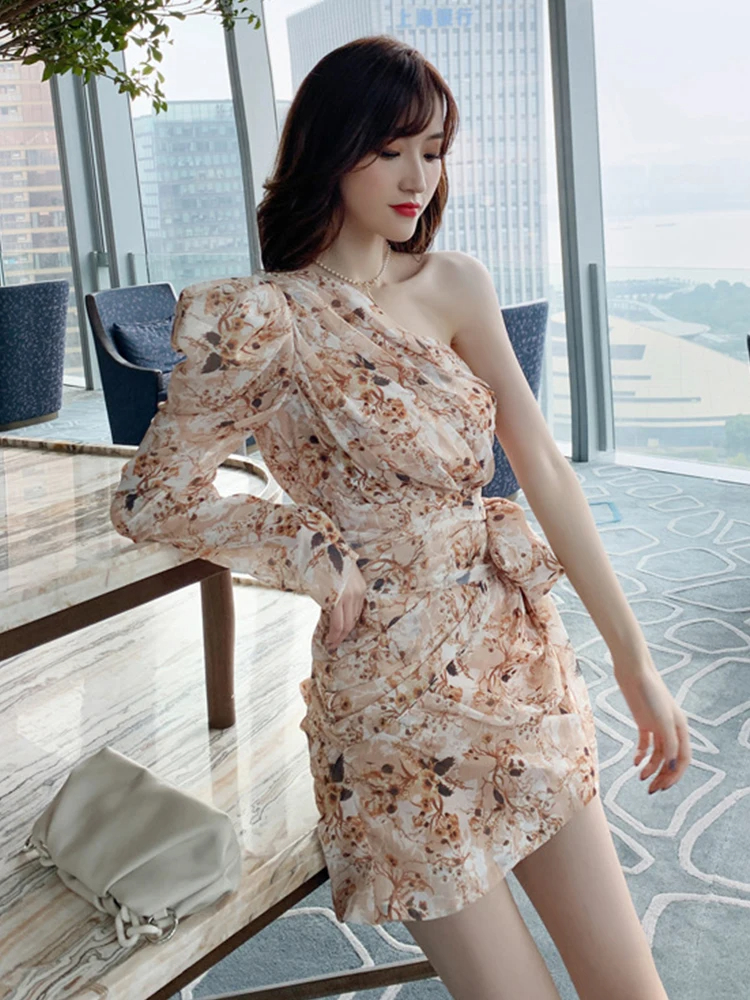 Basic Casual Women Dresses Summer Spring Dresses for Women 2024 Sexy Chiffon Puff Sleeve Lace Up Bow Folds Mini Clothes Femme Party Holiday Beach Vestidos