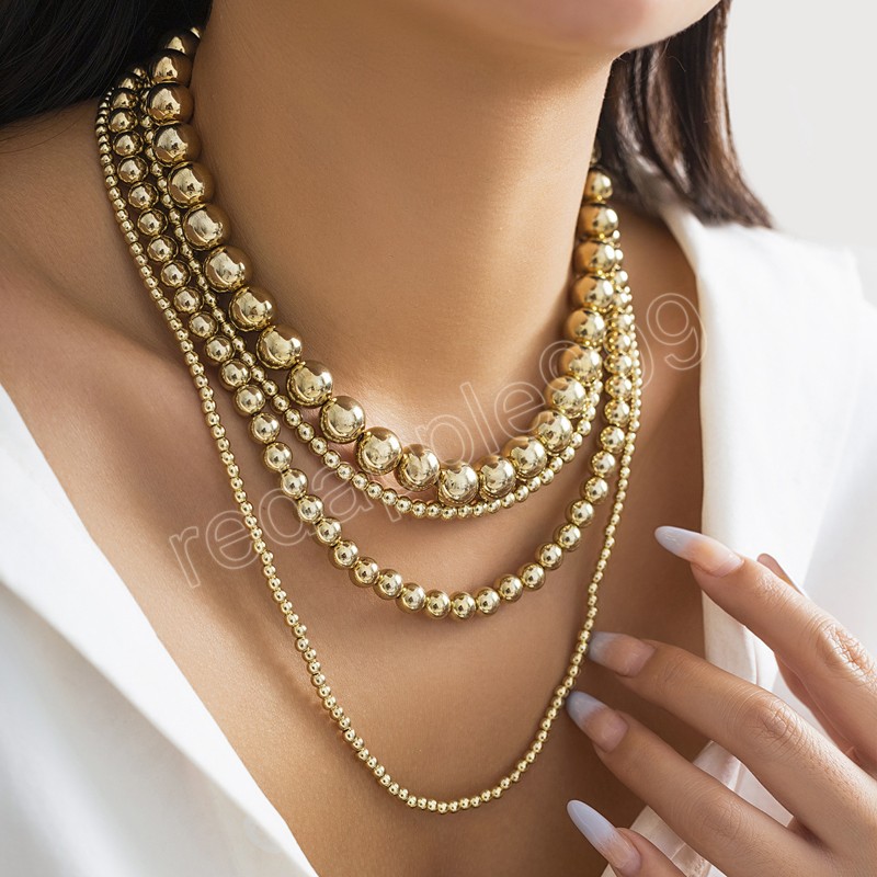 Multilayer Big Heavy Beads Chain Necklace for Women Chunky Thick Link Choker Jewelry Men Accessories New