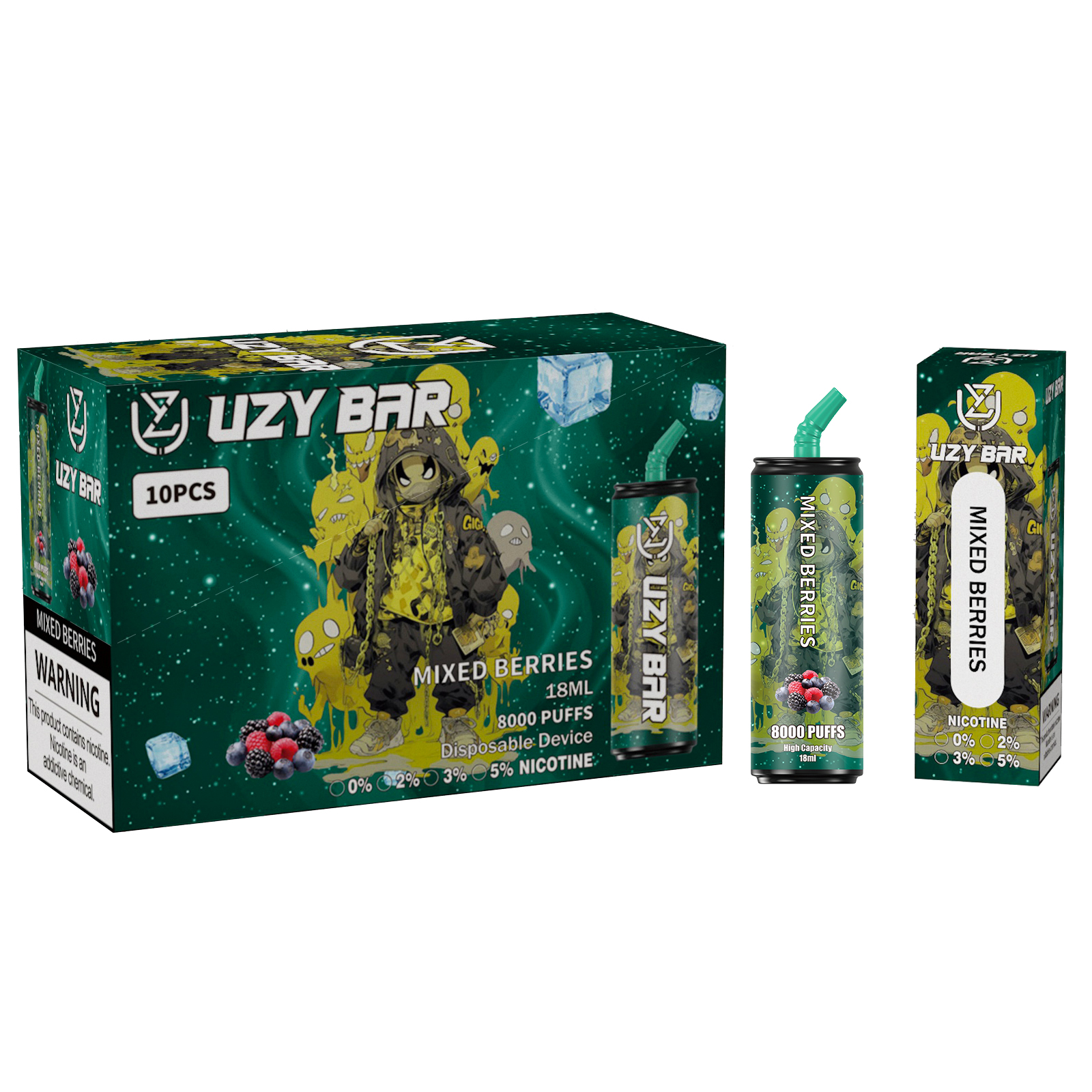 Оригинальные одноразовые электронные сигареты UZY BAR 8000 Puffs 800, перезаряжаемое устройство Vape Pen, 8k Puff, 8000, 1100 мАч, 14 мл, картриджи, испарители с сетчатой катушкой и RGB 0% 2% 3% 5%