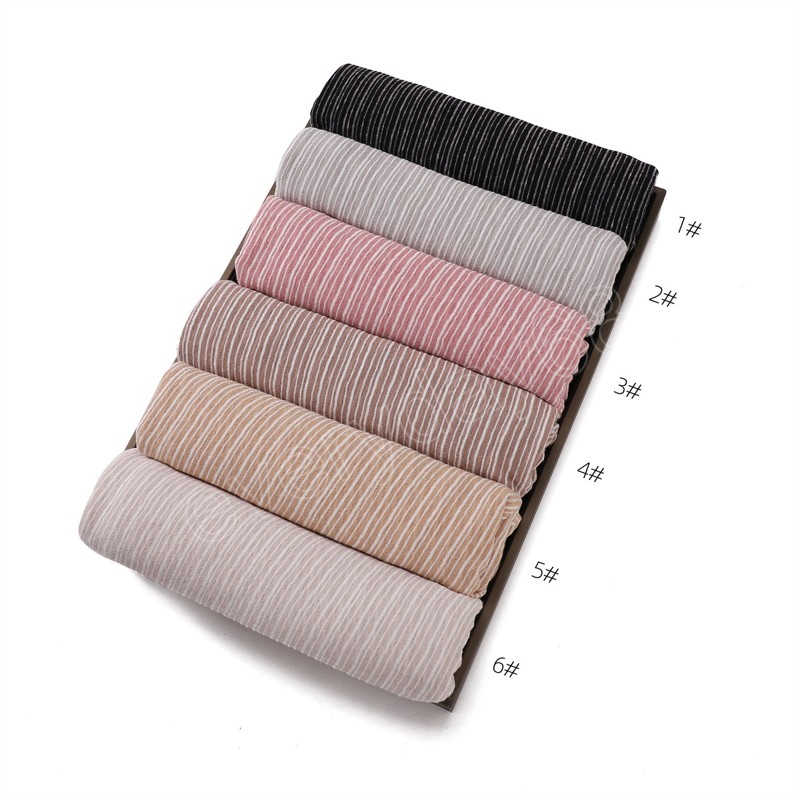 New Stripe Cotton Jersey Hijab Scarf For Women Muslim Long Shawls Headscarf Wraps Foulard Islamic Headband Turban Ramadan Hijabs