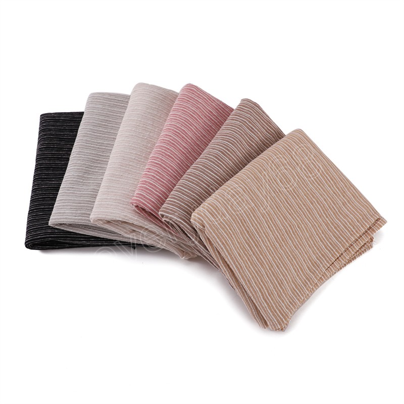 New Stripe Cotton Jersey Hijab Scarf For Women Muslim Long Shawls Headscarf Wraps Foulard Islamic Headband Turban Ramadan Hijabs