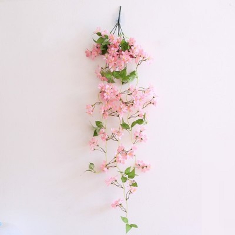 Konstgjorda blommor som hänger Garland vårblomma blommor Vine Jasiminum nudiflorum för bröllopsdekorationer Silk Cherry