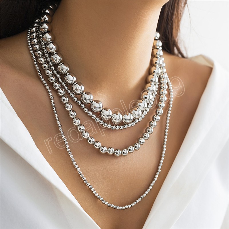 Multilayer Big Heavy Beads Chain Necklace for Women Chunky Thick Link Choker Jewelry Men Accessories New