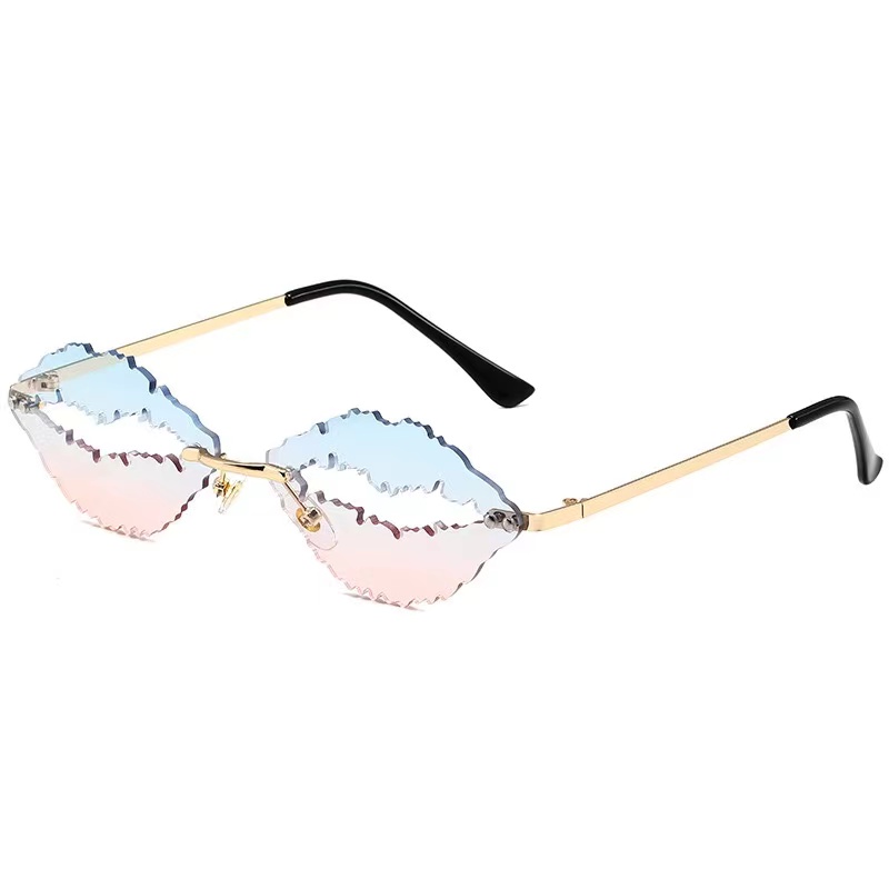 Cheap Party Glasses Rimless Lip Sunglasses Women Catwalk Show Fashion Sun Glasses Party Funny Eyeglasses Wholesale