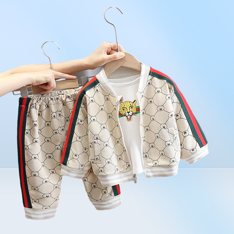 Kindertrainingspak Baby Meisjes Jongenskledingsets Herfst Babyoutfits Jassen T-shirt Broek 3-delig pak Kinderen Casual kleding9589966909619