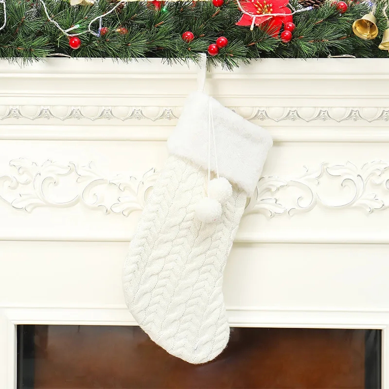 Knitting Wool Christmas Stocking Xmas Tree Ornament Santa Candy Gift Bag Knitted Socks Prop Socks Party Pendant Decorations