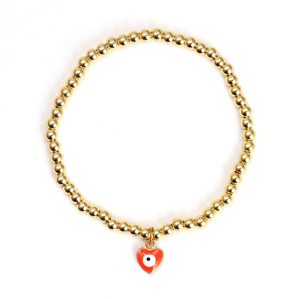 Bracelet en alliage de cuivre pour femmes, en vrac, jaune, amour, yeux bleus, perles, mode œil du diable, accessoires bijoux féminins