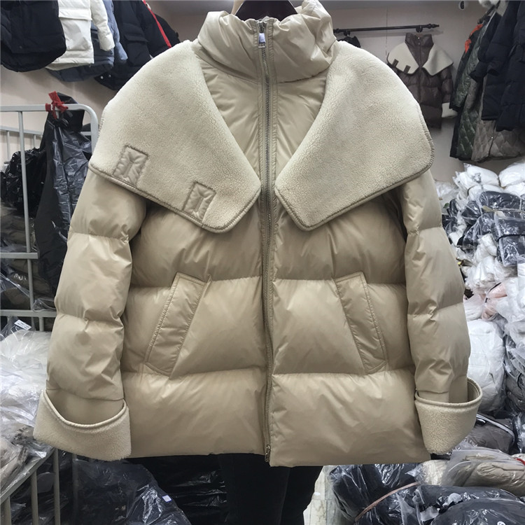 Jaqueta de inverno feminina jaqueta puffer jaqueta de lã feminina médio longo grosso solto fino lã de cordeiro retalhos casaco