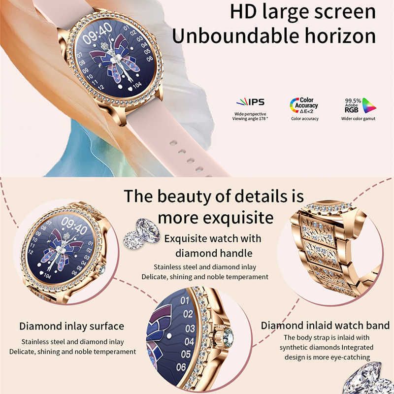 Intelligente Uhren 2023 Neue Mode Frauen Bluetooth Anruf Smart Uhr 1,32 