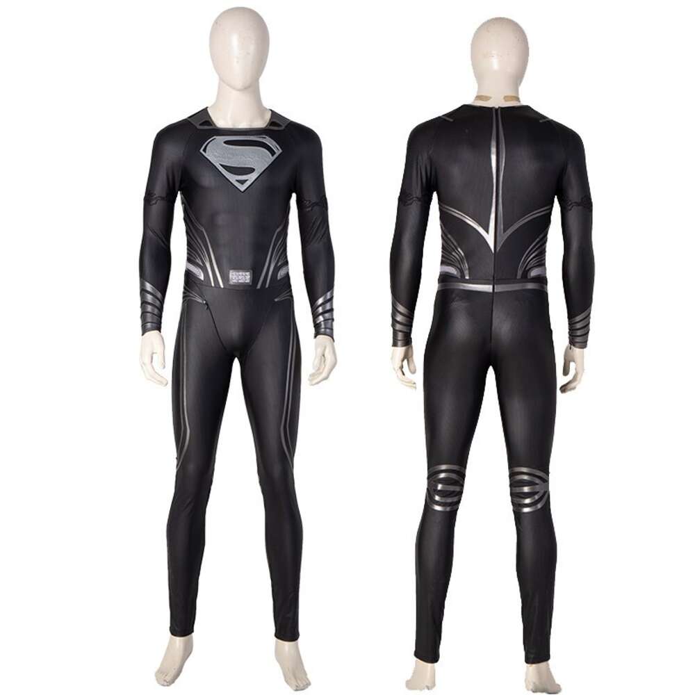Cosplay vuxen superhjälte clark kent svart jumpsuit cosplay costume strid bodysuit för halloween full rekvisit kostym