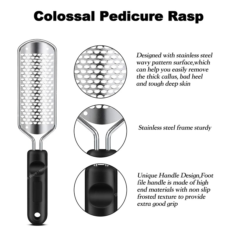 Pedicure Voetvijl Eeltverwijderaar Grote Voetrasp Kolossale Voetrasp Scrubber Pro RVS Eeltvijl voor Natte Droge Voeten NagelgereedschapVoetraspen Nail Art Tools