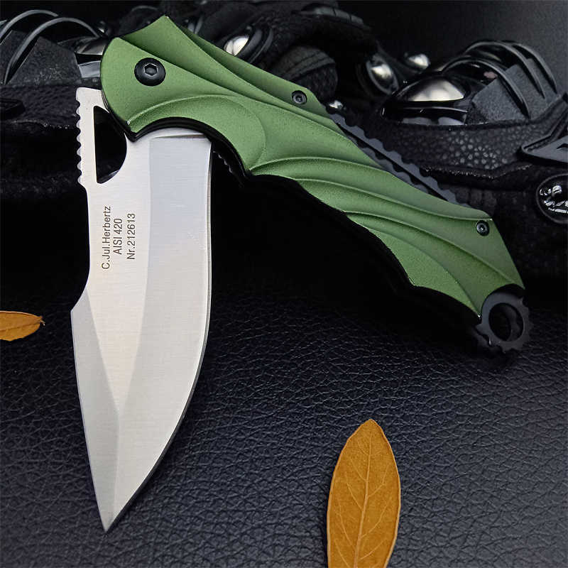 Tactical Pocket Knife Tac-Force Evolution Harpoon Blade Hunting Knife Army Green Aluminum Handles EDC Outdoor Camping Survival Folding Knives Tool