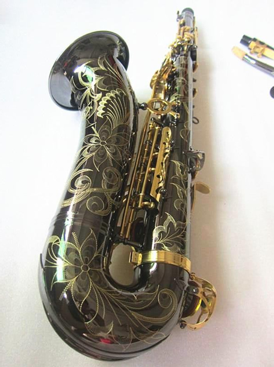 Nouveau saxophone ténor de haute qualité B plat jouant professionnellement paragraphe placage musique noir nickel or saxophone avec étui accessoires