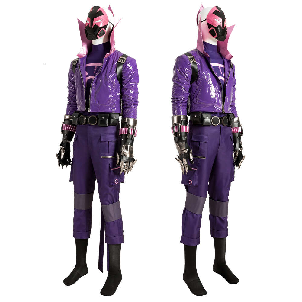 Cosplay Halloween Carnival Miles Cosplay Costume Adult Men Across The Verse Hero Purple Outfit With Props