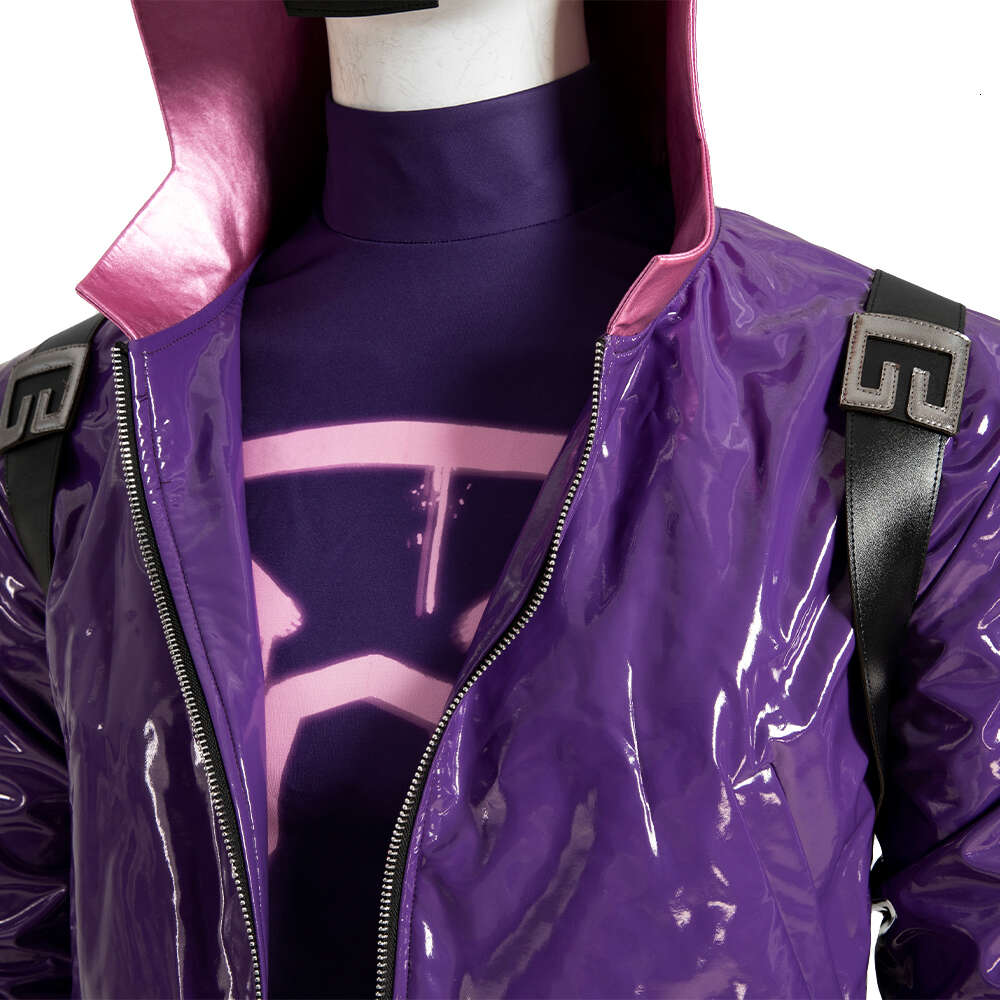 Cosplay Halloween Carnival Miles Cosplay kostym Vuxna män över versen Hero Purple Outfit med rekvisita