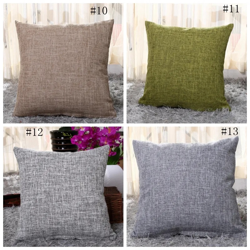 40cm*40cm Cotton-Linen Pillow Covers Solid Burlap Pillow Case Classical Linen Square Cushion Cover Sofa Decorative Pillows Cases