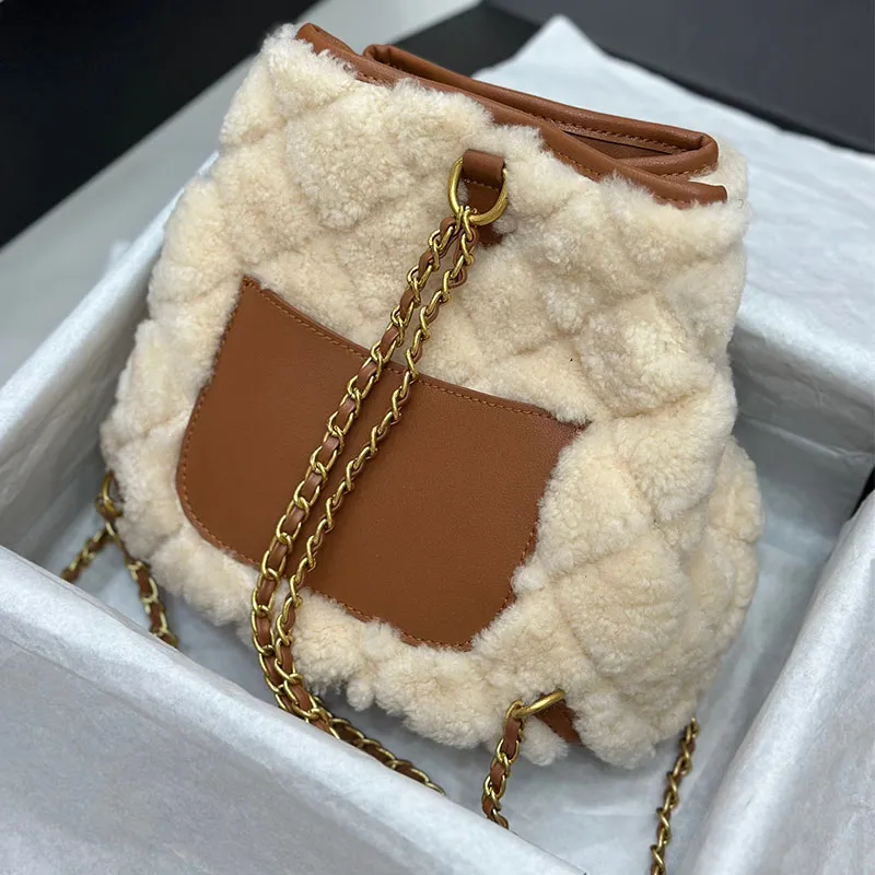 Projektant plecak oryginalny CC Duma mini słuchawki moda damska metalowa wełna wełniana książka torba Bag luksusowy łańcuch Matka Mała plecak