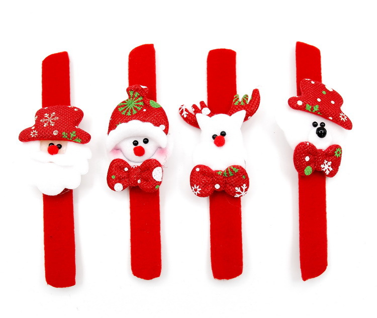 Świąteczny klapa bransoletka Flanela Snowman Deer Santa Slap Wrristand bez lekkiego Xmas dla dzieci zabaw dla dzieci