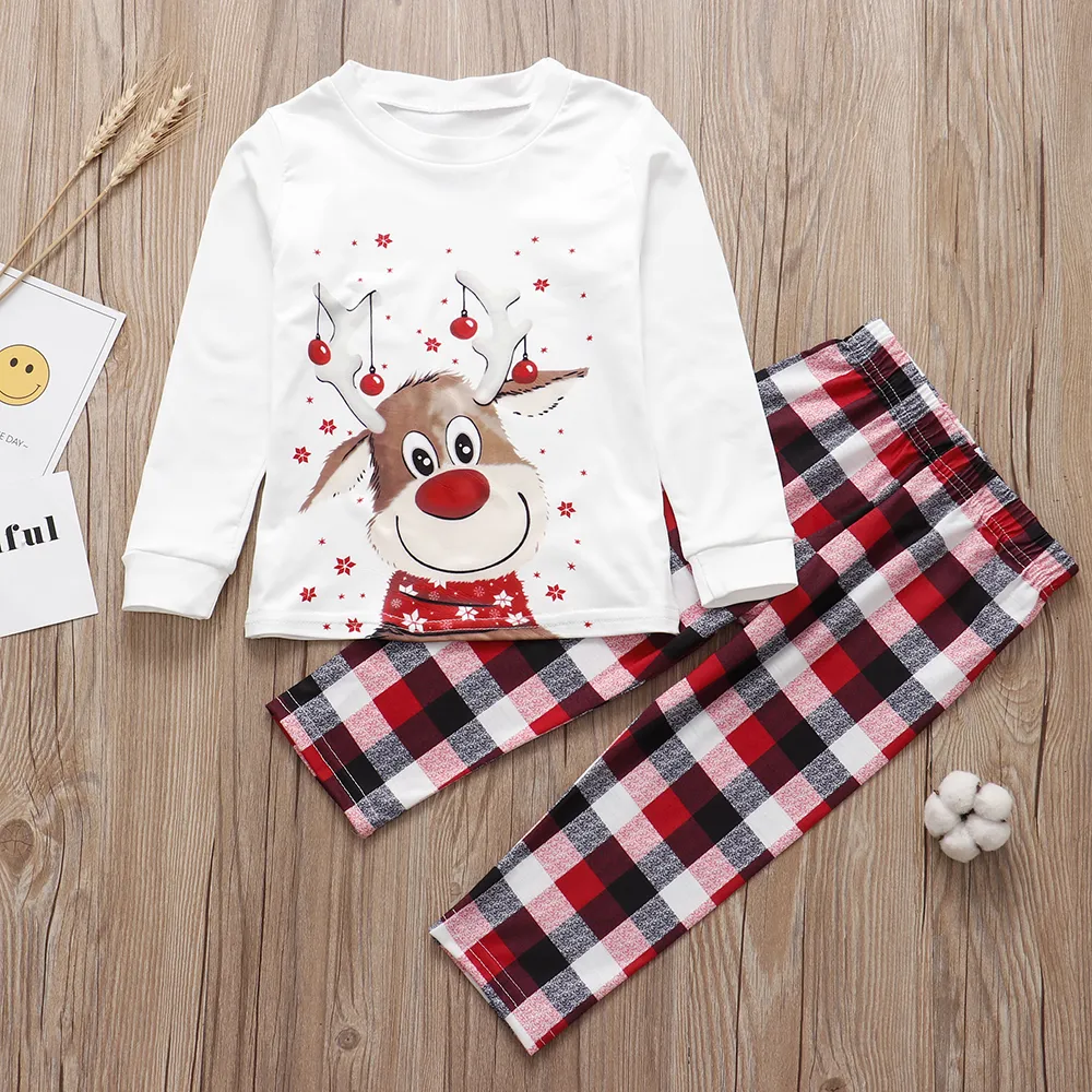 Weihnachten Familie passende Pyjamas Set süße Hirsch Erwachsene Kind Baby Familie passende Outfits 2022 Weihnachten Familie PJ's Hund Kleidung Schal 1030