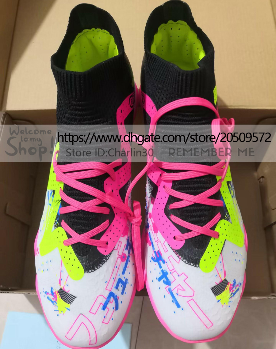 Skicka med väska kvalitet Nya 2024 Soccer Boots Future Ultimate TF Turf Trackers Socks Shoes Mens High Ankle Soft Leather Bekväma Neymars JR Football Cleats US 7-11.5