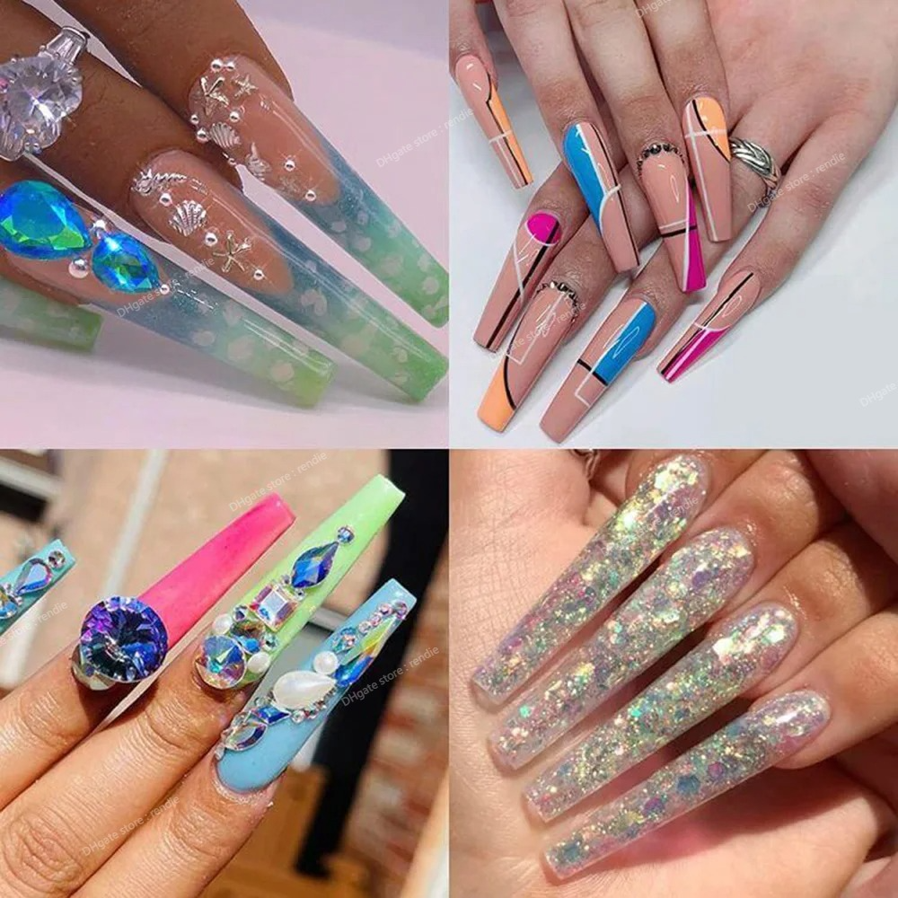 600 peças xxl pontas de unhas extra longas salão profissional caixão transparente meia capa para unhas falsas acessórios arte falsa artificial arte de unhas unhas falsas ferramentas de arte de unhas